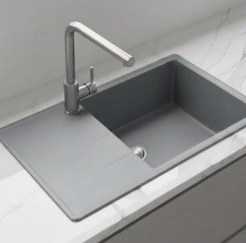 Комплект кухненска мивка сива и смесител Inox